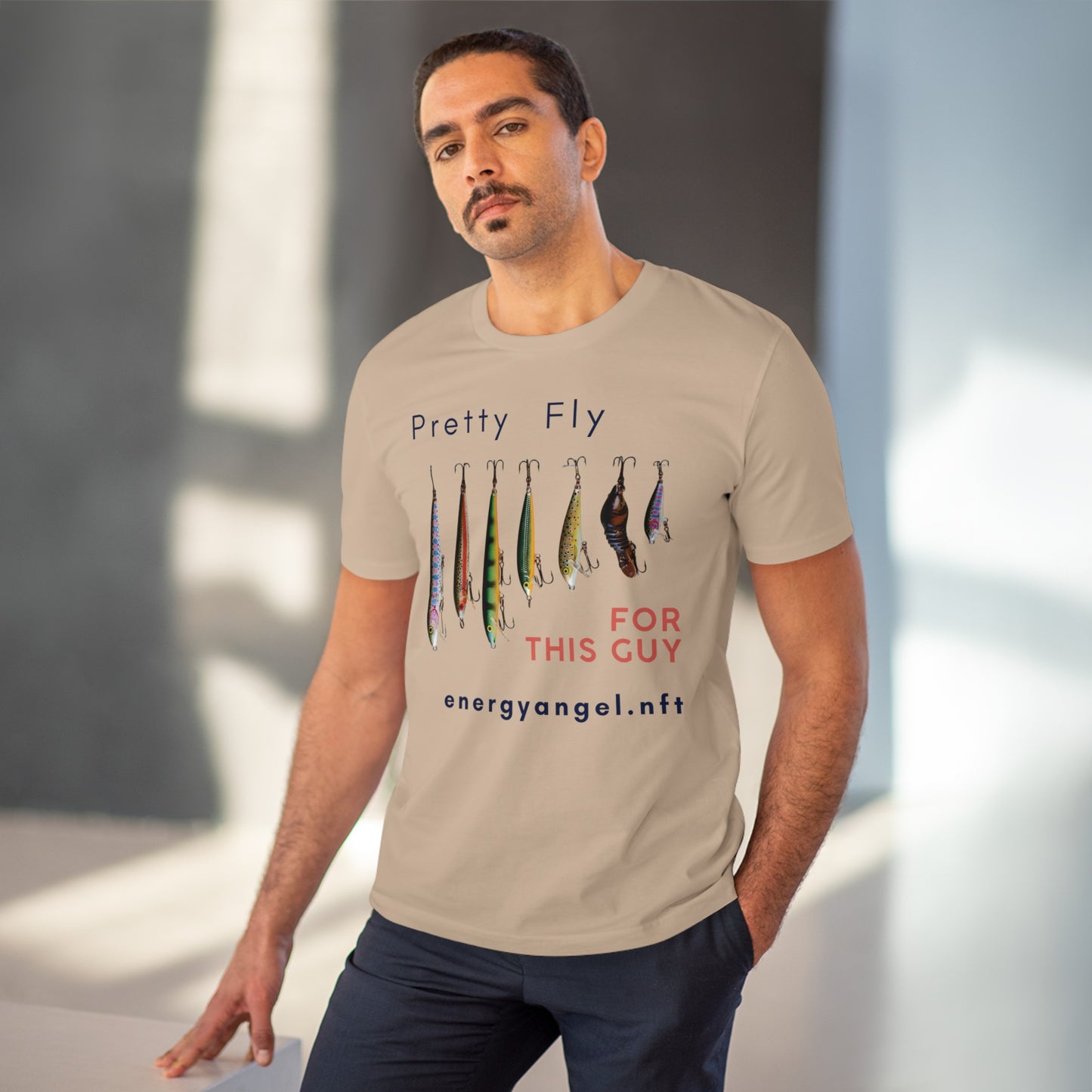 Jascøtee: Pretty Fly for a Fish Guy (Organic Crewneck) - Reel in Style with Eco-Conscious Threads