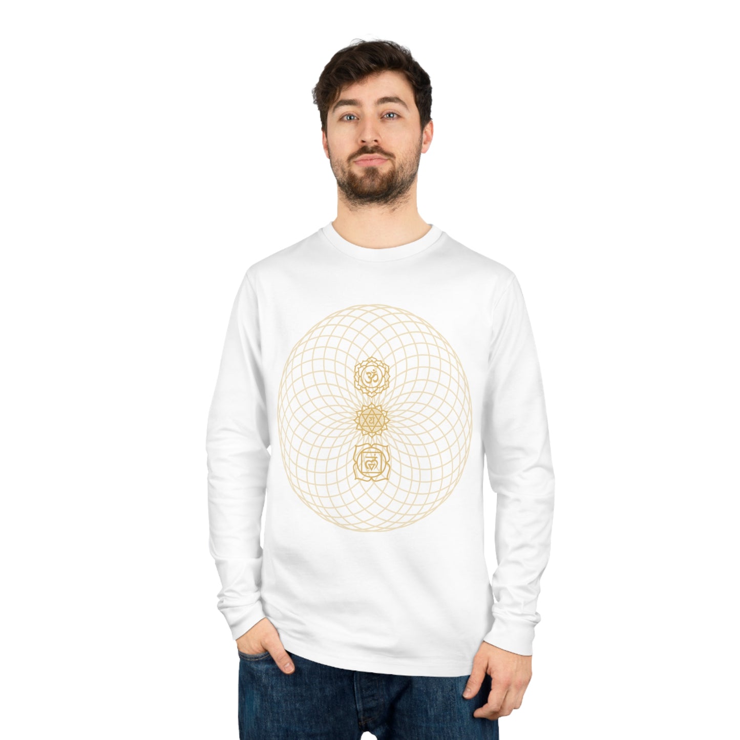 Chakra Fusion Sacred Geometry Long Sleeve Tee – Align Your Heart, Empower Your Spirit