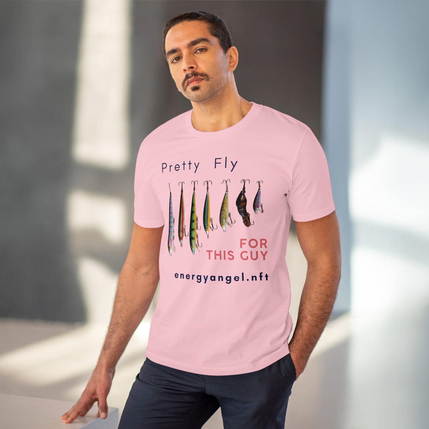 Jascøtee: Pretty Fly for a Fish Guy (Organic Crewneck) - Reel in Style with Eco-Conscious Threads