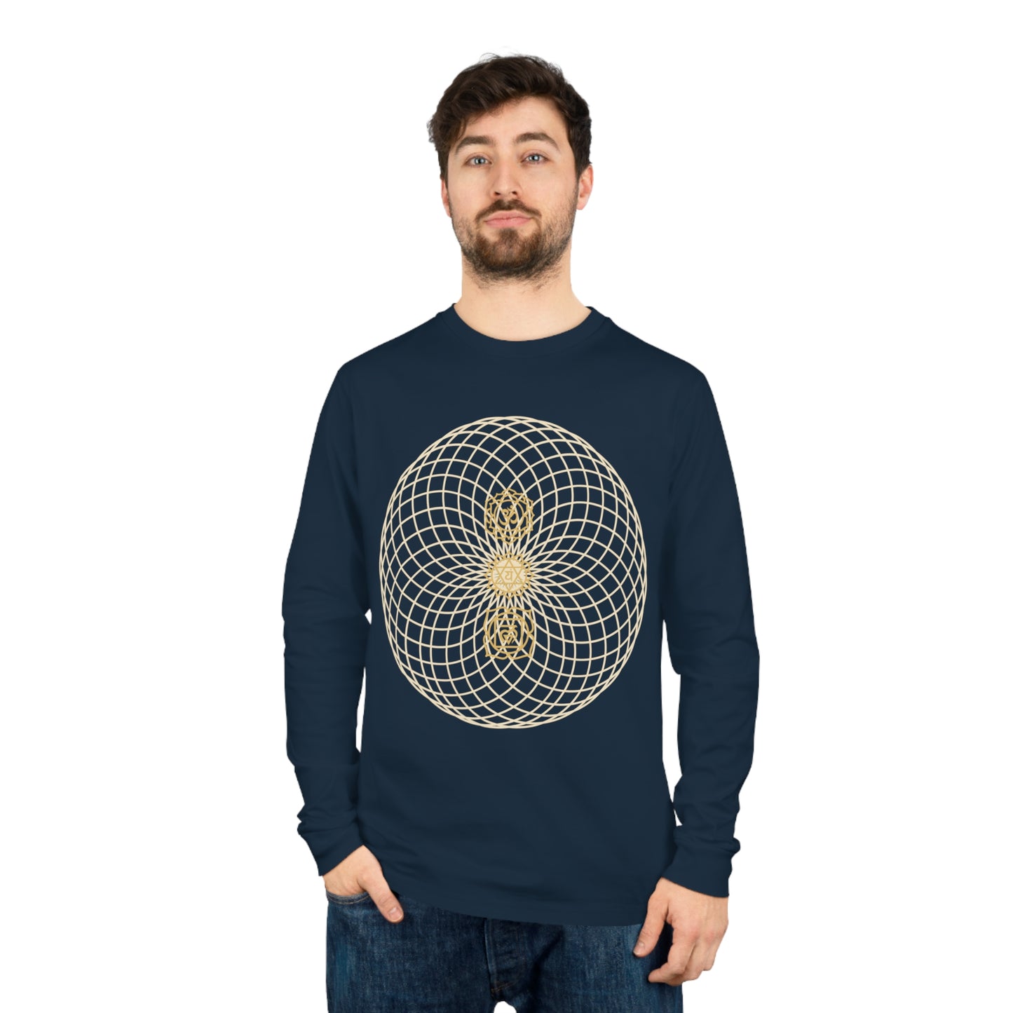 Chakra Fusion Sacred Geometry Long Sleeve Tee – Align Your Heart, Empower Your Spirit